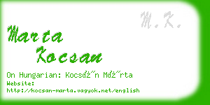 marta kocsan business card